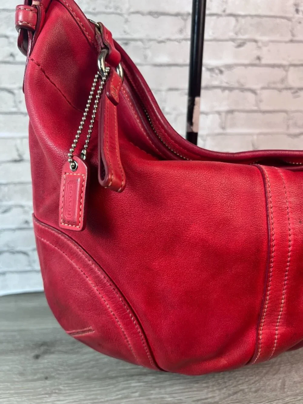 Red Vintage Coach 3651 Soho Medium Leather Hobo Bag